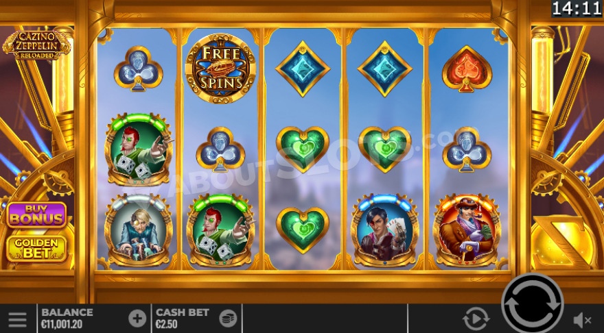 Cazino Zeppelin Reloaded bonus features display with multiplier wilds highlighted