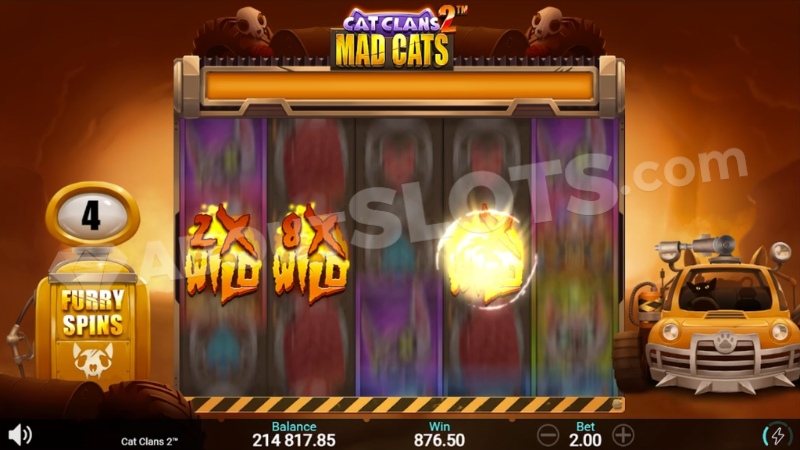 Screenshot of free spins with 3 sticky Wild symbols in a row