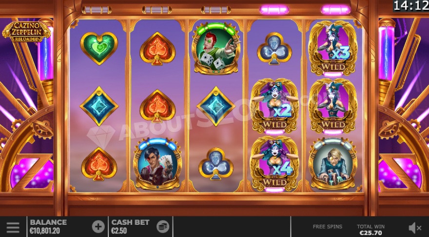 Cazino Zeppelin Reloaded bonus buy feature menu showing different options