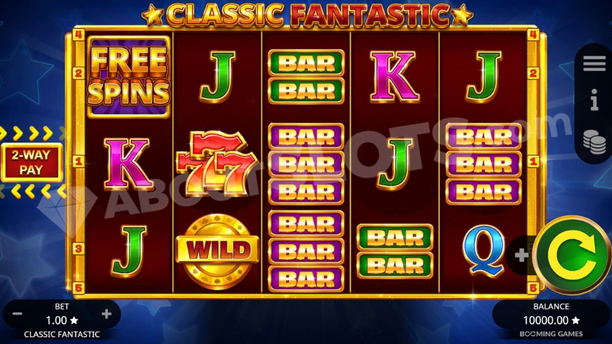 Base game showing a wild symbol on the second reel.