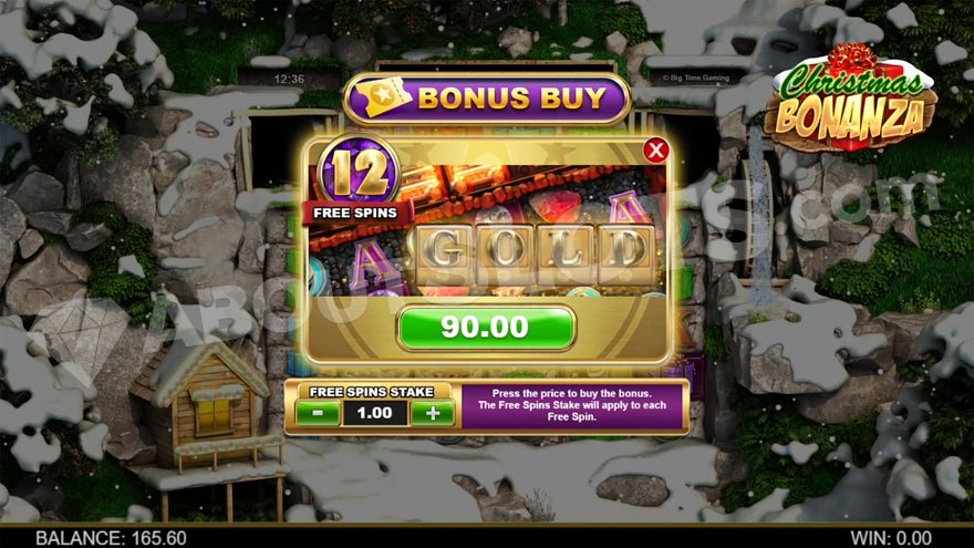 Christmas Bonanza bonus buy feature screen with pricing options