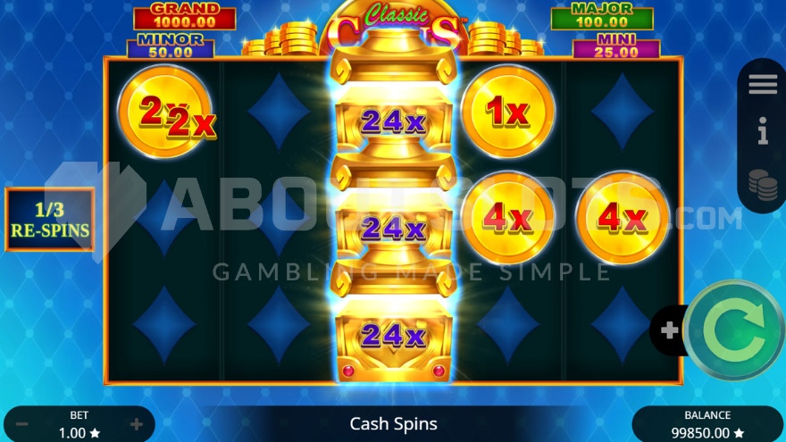 Collection symbols on the third reel in Classic Coins slot