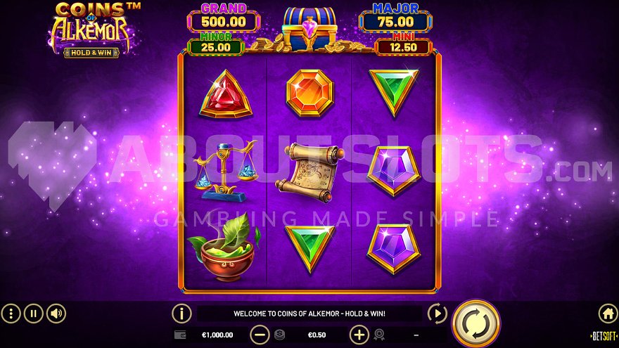 Gaming slot with 3 reels and 3 rows display