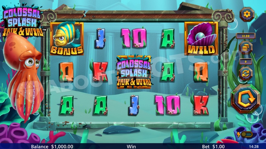 Base game view with large octopus on the left side of the reels