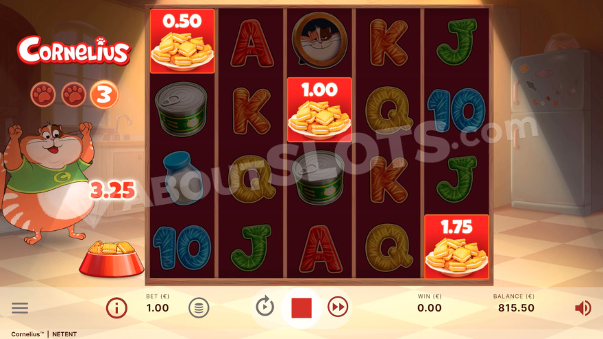 Free Spins feature in Cornelius slot showing special symbols and gameplay