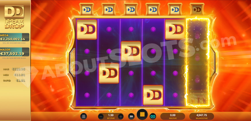 Activation of the Dream Drop jackpot feature.