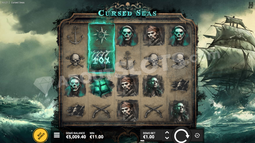 Base game showing a large pirate ship on the right side of the screen.