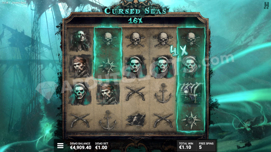 Sunken Treasure bonus game with a 16X multiplier shown on screen.
