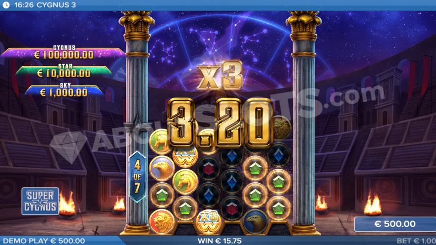 Free drops feature with two multiplier wild symbols on the reels
