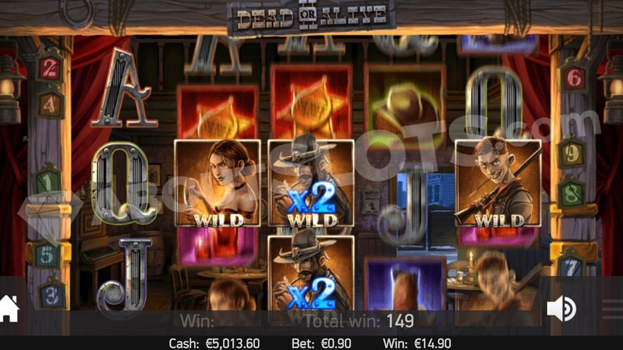 Free spins selection screen in Dead or Alive II slot