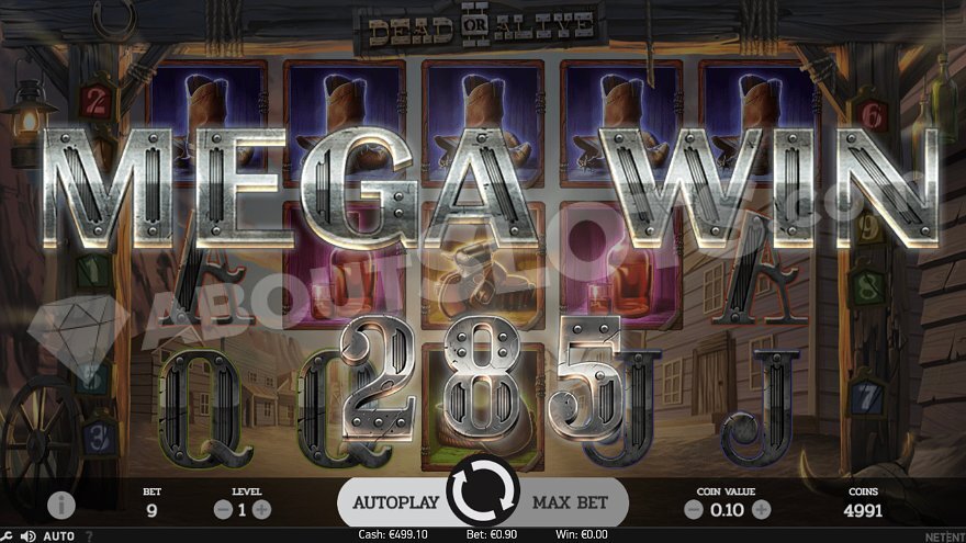 High Noon Saloon free spins with sticky wilds in Dead or Alive II