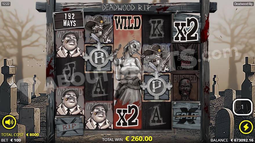 Screenshot of nudging wild reel feature in Deadwood R.I.P slot