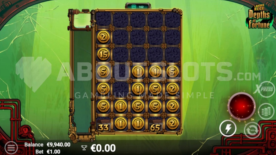 Bonus game with two visible treasure chests in Depths of Fortune