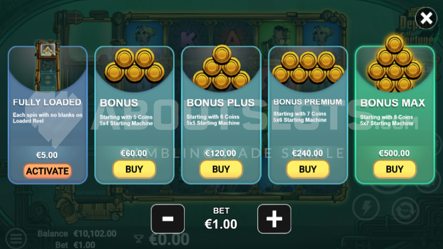 5 different bonus buy options in Depths of Fortune