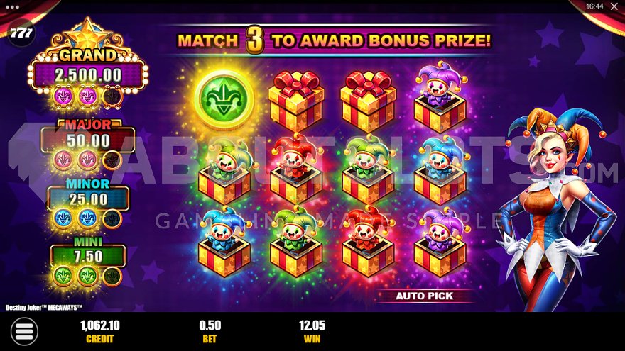 Bonus game with 12 different cells to choose from