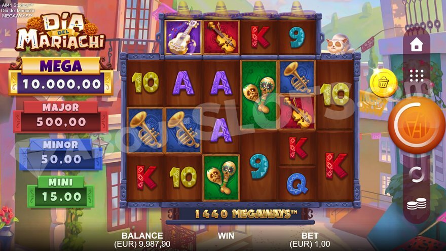 Dia Del Mariachi Megaways slot main screen with colorful Mexican theme