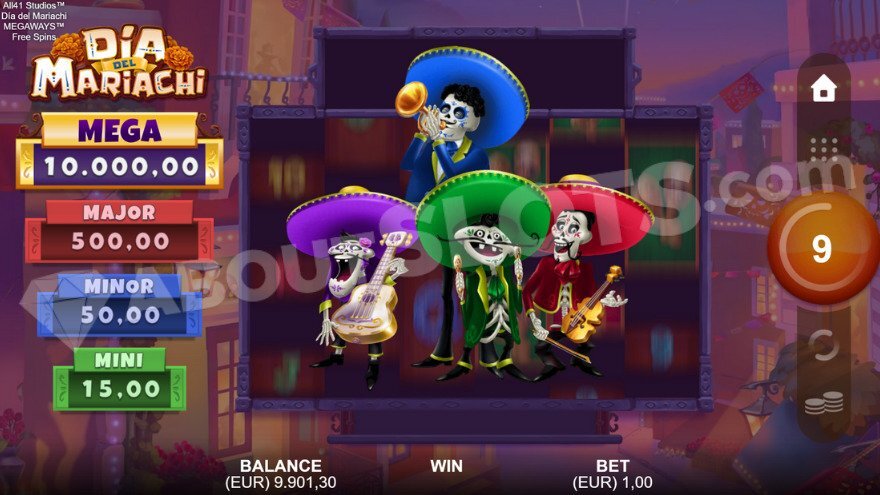 Dia Del Mariachi Megaways bonus wheel jackpot feature in action
