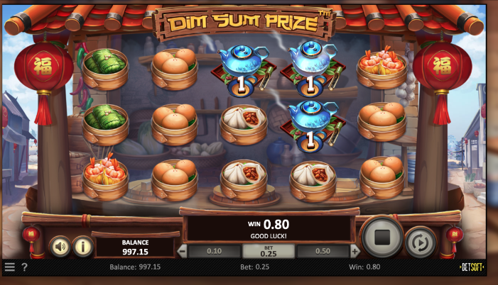 Dim Sum Prize slot bonus feature showing free spins and special symbols