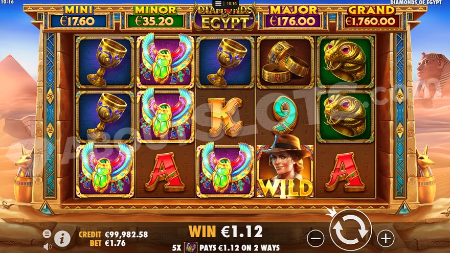 Win with four scarabs on reels 1, 2, and 3.