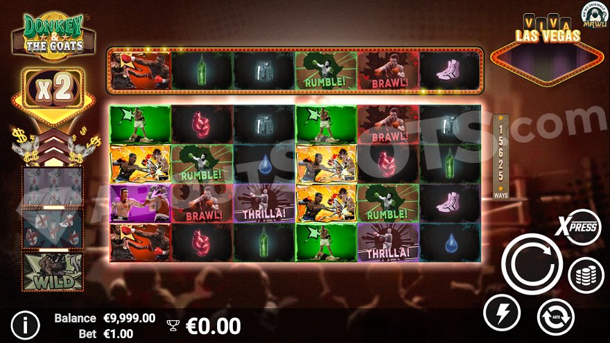 Boxing themed slot machine with boxers and boxing equipment symbols