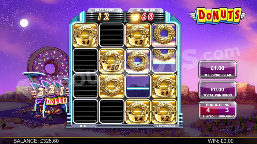 Bonus game round with 12 free spins currently awarded and a 60X multiplier.