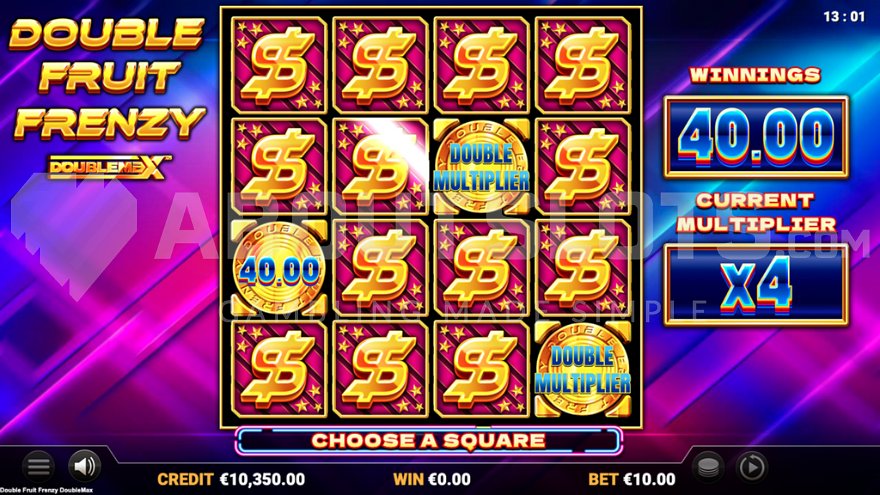 Scratch card bonus feature in Double Fruit Frenzy Doublemax slot