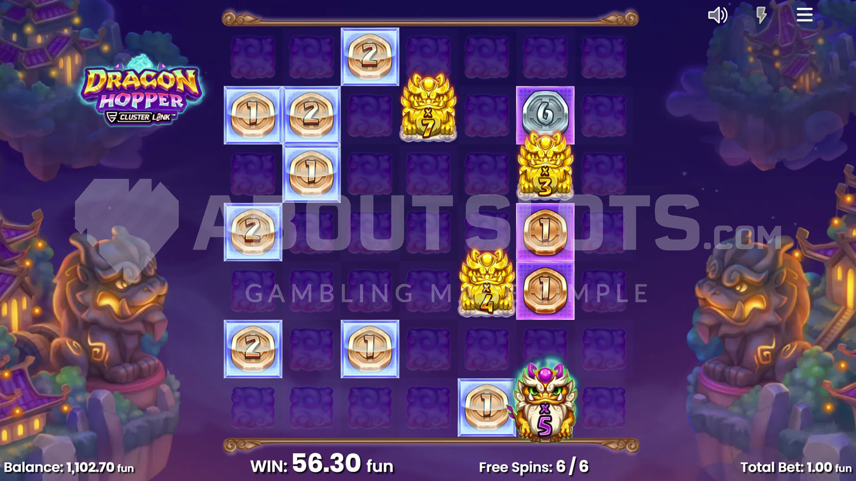 Free spins bonus activated with multiple instant prize symbols and several wild symbols with multipliers visible on the reels