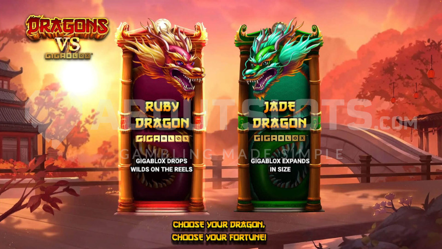 Image of the two bonus features 'Jade Fortune' and 'Ruby Fortune' on the game screen