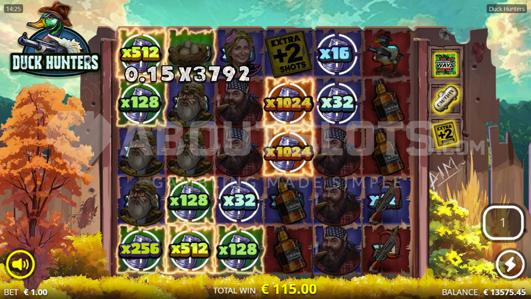Big Game Spins bonus round in progress with multiple positions creating wins with multipliers and 3792x total multiplier applied
