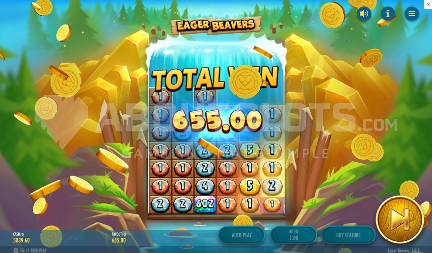 Cash Bonus Game with a total win of 655X