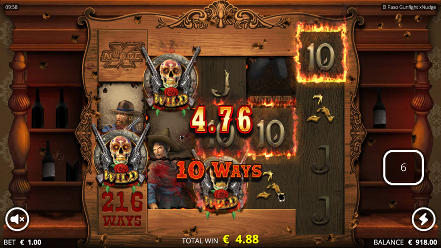 El Paso Gunfight xNudge bonus feature activation screen