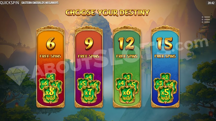 Eastern Emeralds Megaways bonus buy feature screen