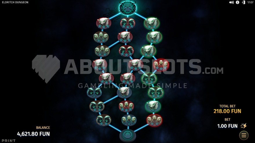 Battle map showing the path the player progresses through.
