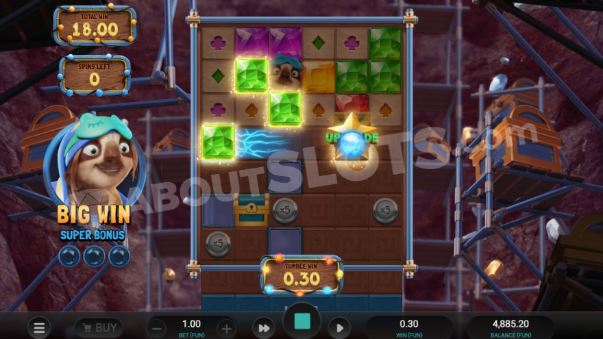Super Dig Bonus with Chip on the left side of the reels.