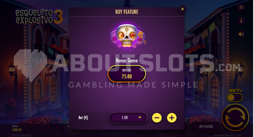 Esqueleto Explosivo 3 Bonus Buy Feature for 75X stake