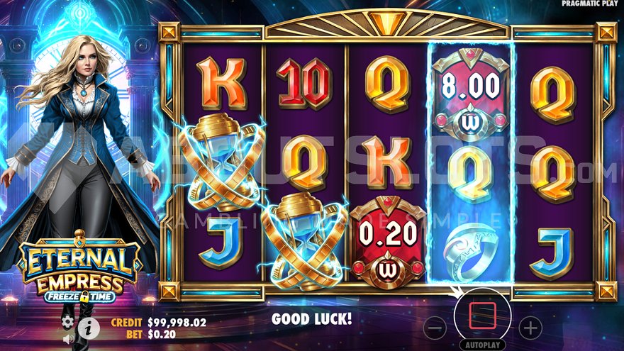 Scatter symbols on reels 1 and 2 nearly activating free spins