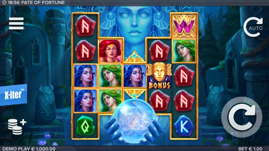 Fate of Fortune slot main screen with northern forest theme
