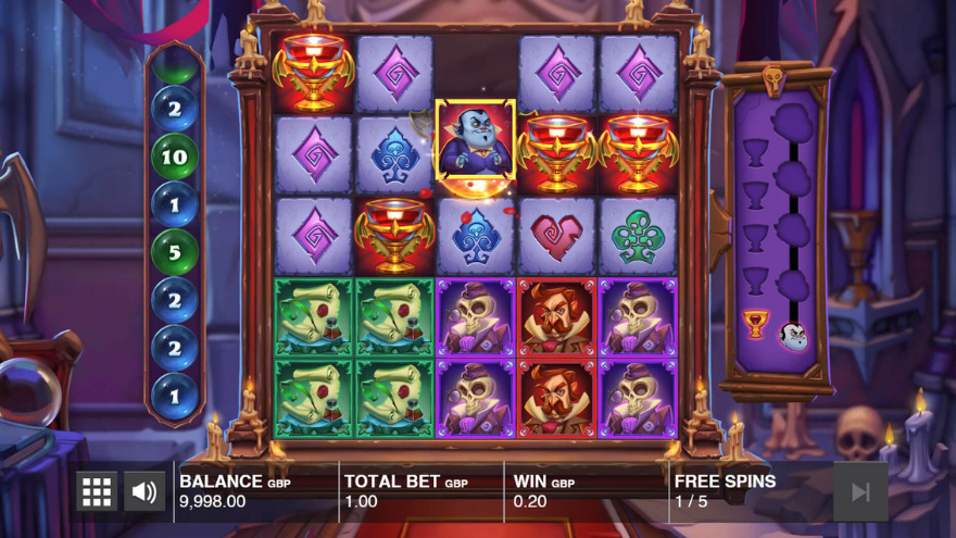 Fat Drac slot bonus feature screen showing prize bubbles