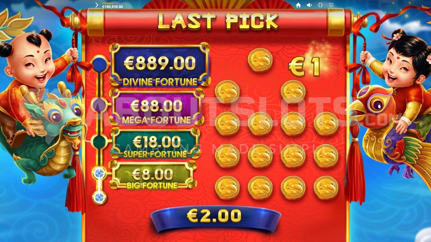 Fortune Bonus game with the final pick