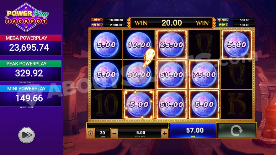 Fire Blaze respin feature showing crystal ball symbols