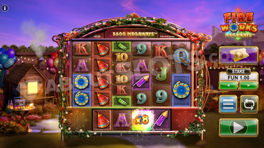 Activation of Firework Wild Bonus on the extra reel