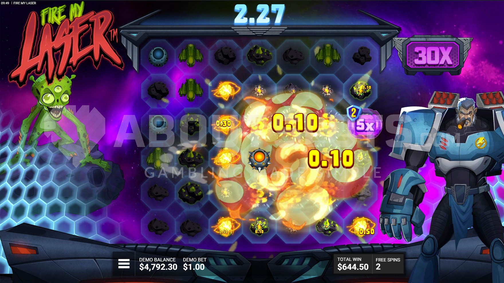 Extermination Bonus process with a win triggered by Super Bomb