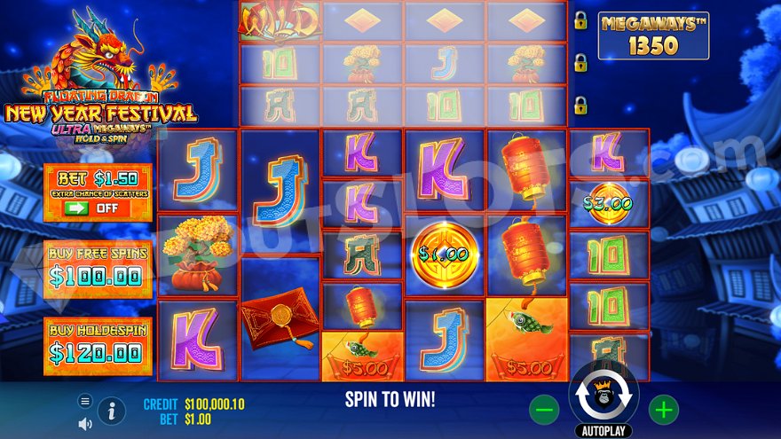 Floating Dragon New Year Festival slot main game screen