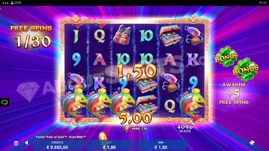 Bonus game with purple shimmer in the background