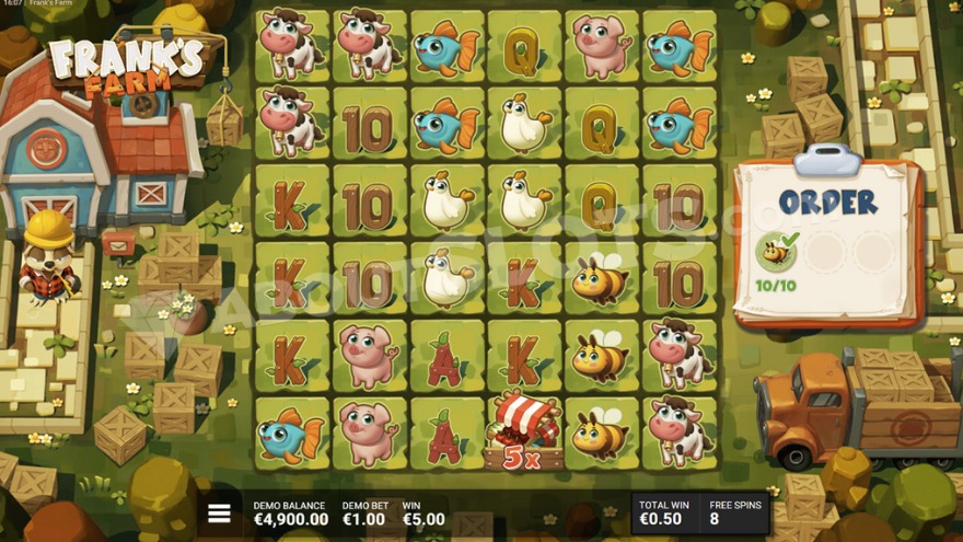 Order Rush bonus game with order list displayed on the right side