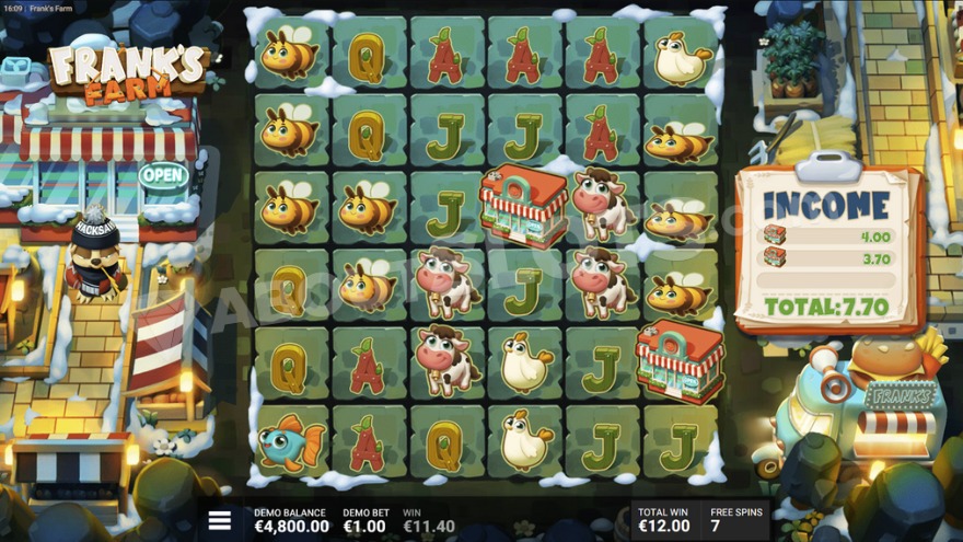 Diner Dash bonus game showing accumulated earnings on the right side
