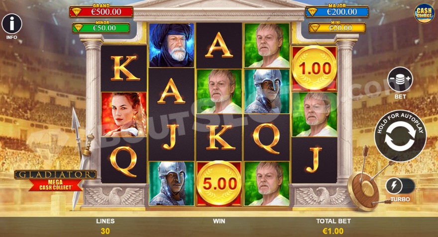 Gladiator slot machine in the arena setting.