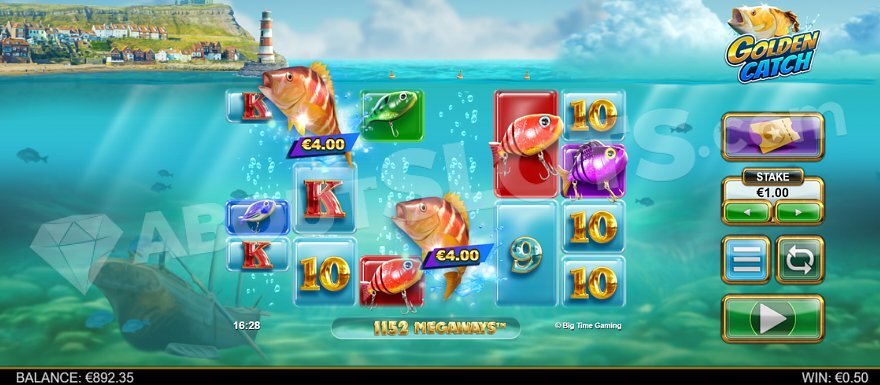 Golden Catch slot showing wild symbols and fish collection feature