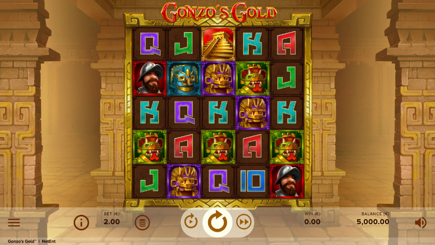 Gonzo's Gold slot game interface showing the Eldorado temple