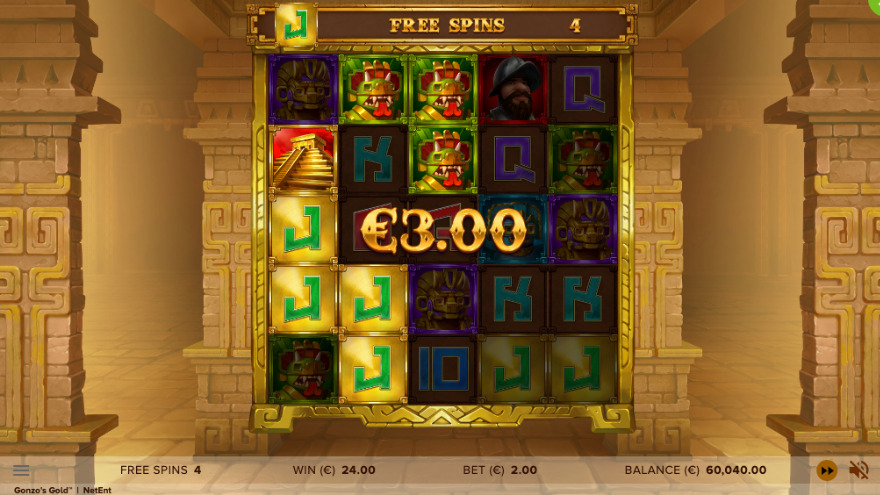 Free spins feature activation in Gonzo's Gold slot